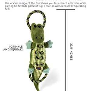 Charming Pet Ropes-A-Go-Go Gator Interactive Plush Squeaky Dog Tug Toy
