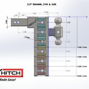 GEN-Y GH-1623 MEGA-Duty Adjustable 6" Drop Hitch with GH-0161 Dual-Ball, GH-0162 Pintle Lock for 2.5" Receiver - 32,000 LB Towing Capacity - 3,500 LB Tongue Weight