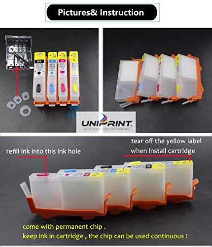 UniPrint 4pcs 564 564XL refillable Ink Cartridge Compatible for hp Photosmart 5510 5511 5512 5514 5515 5520 5522 5525 6510 6512 6515 6520