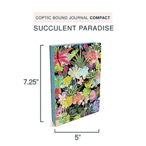 Compact Coptic Bound Journal by Studio Oh! - Succulent Paradise - 5" x 7.25" - Hardcover with Full-Color Artwork & 192 Lined Pages - Lies Flat When Open (CC001)