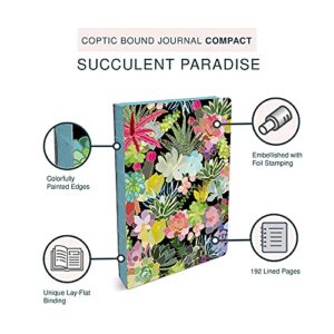 Compact Coptic Bound Journal by Studio Oh! - Succulent Paradise - 5" x 7.25" - Hardcover with Full-Color Artwork & 192 Lined Pages - Lies Flat When Open (CC001)