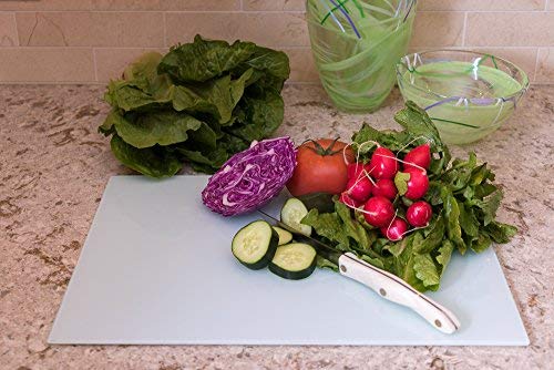 Clever Chef Glass Cutting Board, Non Slip Cutting Board is Shatter-Resistant, Durable, Stain Resistant, Dishwasher Safe, White