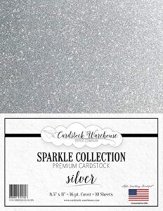 mirrisparkle silver glitter cardstock paper from cardstock warehouse 8.5 x 11 inch- 16 pt/280gsm - 10 sheets