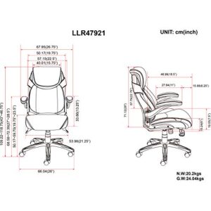 Lorell Wellness by Design Chair, 46.8" x 30" x 27.8", Leather, Black