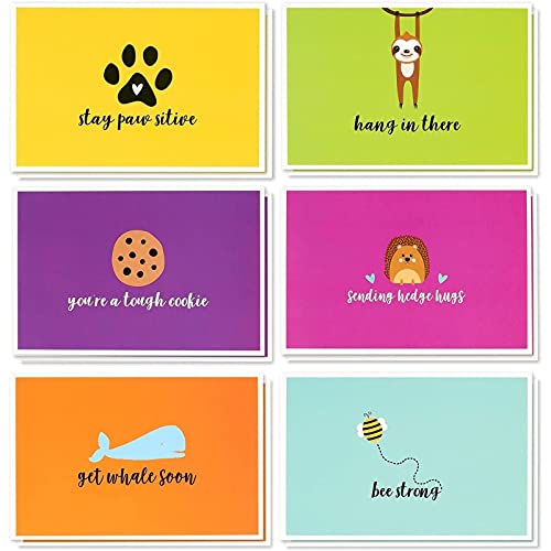 Sympathy Cards Box Set – 48 Pack Sympathy Cards for Kids, 6 Cute Animal Designs, Get Well Cards Bulk, Envelopes Included, 4 x 6 Inches