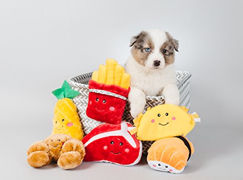 ZippyPaws NomNomz, Tasty Taco - Plush Squeaky Dog Toys for Small & Medium Dogs, Food Shaped Puppy Toys with Squeakers, Food Themed Toys for Small & Medium Dog Breeds