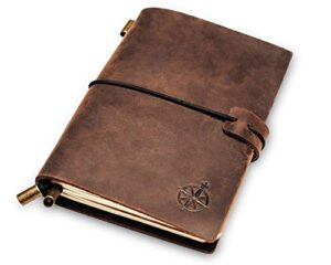 wanderings leather pocket notebook - small, refillable travelers journal - passport size, perfect for writing, gifts, travelers, professionals, as a diary or pocket journal. small size - 5.1 x 4 inches