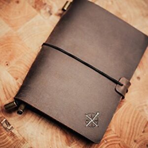Wanderings Leather Pocket Notebook - Small, Refillable Travelers Journal - Passport Size, Perfect for Writing, Gifts, Travelers, Professionals, as a Diary or Pocket Journal. Small Size - 5.1 x 4 inches