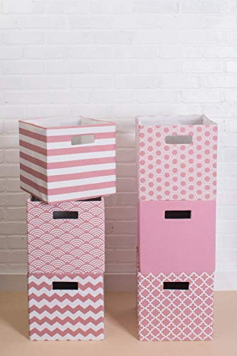 DII Poly-Cube Storage Collection Hard Sided, Collapsible Solid, Large, Rose