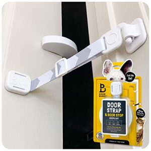 door buddy cat door latch & cat door stopper. adjustable door strap for cats to dog proof & keep dog out of litter box & cat feeder. simpler pet & cat gate alternative. no cut cat door interior door