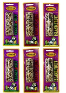 higgins gourmet avian treat sticks 3 flavor 6 stick variety bundle: (2) veggie nut sticks, (2) ragin' cajun sticks, and (2) island fruit sticks, 2-2.2 oz. ea.