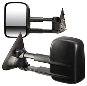 dna motoring twm-002-t222-bk pair of black manual glass telescopic towing side mirrors compatible with 97-03 f-150 standard/extended cab