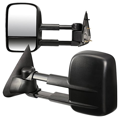 DNA Motoring TWM-002-T222-BK Pair of Black Manual Glass Telescopic Towing Side Mirrors Compatible with 97-03 F-150 Standard/Extended Cab