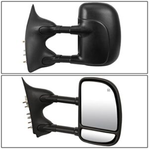 DNA Motoring TWM-002-T222-BK Pair of Black Manual Glass Telescopic Towing Side Mirrors Compatible with 97-03 F-150 Standard/Extended Cab