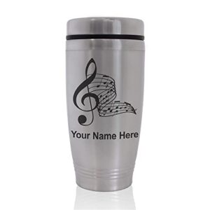 skunkwerkz commuter travel mug, musical notes, personalized engraving included