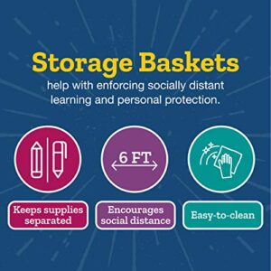 Really Good Stuff 160016WA Multi-Purpose Plastic Storage Baskets for Classroom or Home Use - Stackable Mesh Plastic Baskets with Grip Handles 13" x 10" (Water - Set of 12)