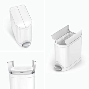 simplehuman 10 Liter / 2.6 Gallon Butterfly Lid Bathroom Step Trash Can, White Steel