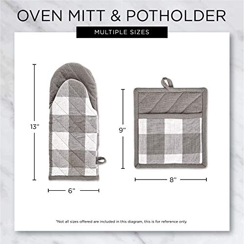 DII Buffalo Check Kitchen Collection, Classic Farmhouse Kitchen Set, Potholder, Black & White, 2 Piece