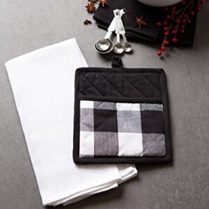 DII Buffalo Check Kitchen Collection, Classic Farmhouse Kitchen Set, Potholder, Black & White, 2 Piece