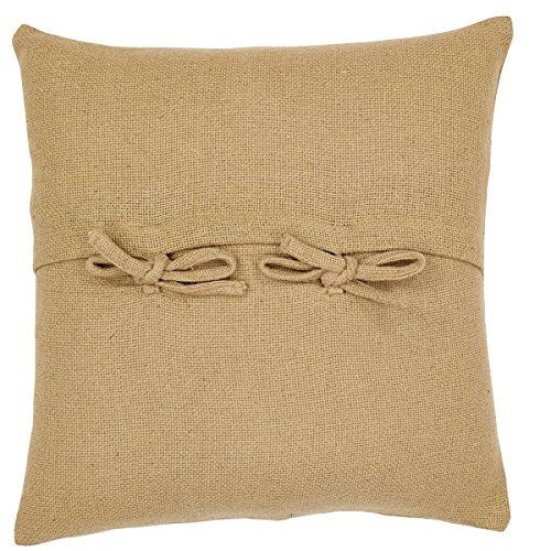 VHC Brands Stratton Applique Star Pillow 16x16 Country Primitive Bedding Accessory, Tan and Red-Orange