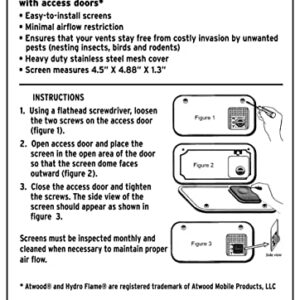 Valterra A10-1302VP Bug Screen for Outside RV Furnace Vent - Fits Atwood Hydroflame 8500 Series, 4.5 inches x 4.88 inches x 1.3 inches