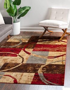 unique loom barista collection area rug - kouillou (9' x 12' rectangle, multi/ brown)