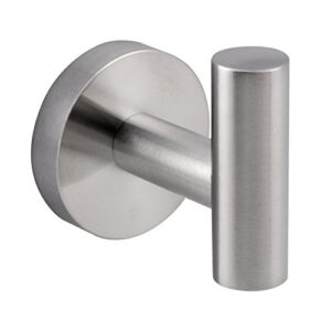 Woooow Modern 304 Stainless Steel Single Prong Round, Wall Robe Hook Brushed Nickel, 1-Pack