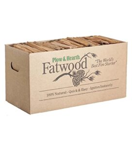 plow & hearth boxed fatwood fire starter all natural organic resin rich eco friendly kindling sticks for wood stoves fireplaces campfires fire pits burns quickly and easily safe non toxic (40 lb)