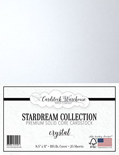 Crystal White Stardream Metallic Cardstock Paper - 8.5 X 11 Inch - 105 Lb. / 284 Gsm Cover - 25 Sheets From Cardstock Warehouse