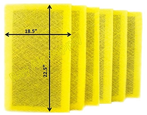 RAYAIR SUPPLY 20x25 MicroPower Guard Air Cleaner Replacement Filter Pads (6 Pack) Yellow