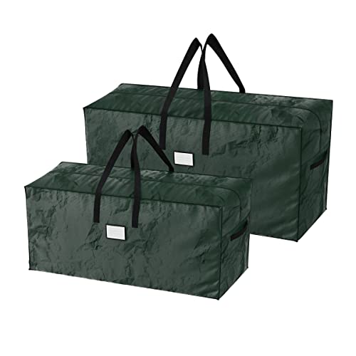 2-Piece Christmas Decorations Storage Set - Green Poly Waterproof Bags Hold Up to 17-Foot Disassembled Christmas Trees and Holiday Decor by Elf Stor