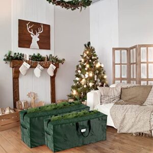 2-Piece Christmas Decorations Storage Set - Green Poly Waterproof Bags Hold Up to 17-Foot Disassembled Christmas Trees and Holiday Decor by Elf Stor