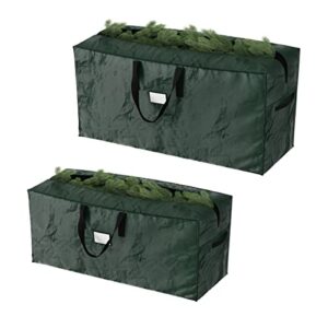 2-Piece Christmas Decorations Storage Set - Green Poly Waterproof Bags Hold Up to 17-Foot Disassembled Christmas Trees and Holiday Decor by Elf Stor