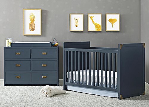 Baby Relax Miles 2-in-1 Convertible Crib, Graphite Blue