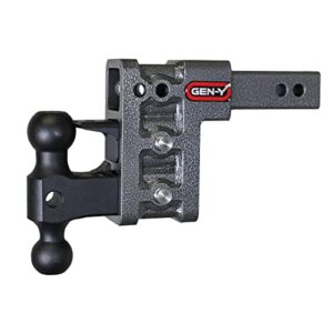 gen-y gh-523 mega-duty adjustable 5" drop hitch with gh-051 dual-ball, gh-032 pintle lock for 2" receiver - 16,000 lb towing capacity - 2,000 lb tongue weight