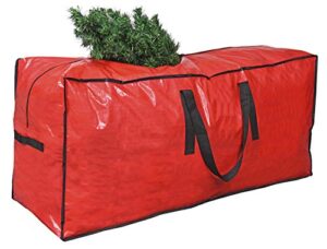 primode christmas tree storage bag | fits up to 7.5 ft. tall disassembled tree i 45"x15"x20" holiday tree storage case | protective zippered artificial xmas tree bag (7.5ft, red)