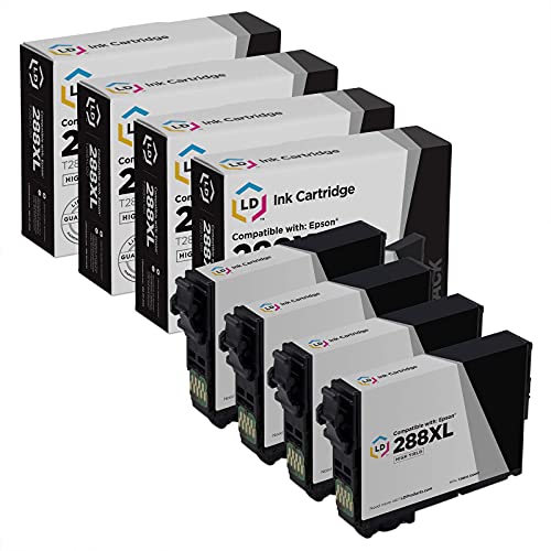 LD Products Remanufactured Ink Cartridge Replacements for 288 XL T288XL120 Epson 288XL Ink Cartridges H-Yield Compatible with Epson XP446 Expression XP 440 XP330 XP340 XP430 XP434 XP446 (Black, 4PK)