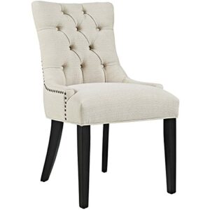 modway regent modern elegant button-tufted upholstered fabric with nailhead trim, dining side chair, beige