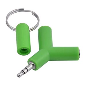 uxcell mini y shaped 3.5mm male to double 3.5mm female jack audio headset splitter adapter connector light green