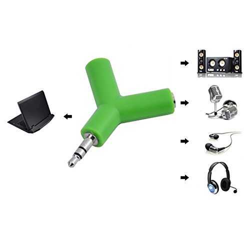 uxcell Mini Y Shaped 3.5mm Male to Double 3.5mm Female Jack Audio Headset Splitter Adapter Connector Light Green