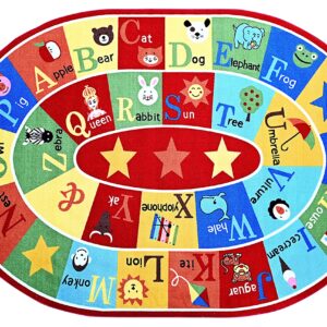 Furnish my Place 745 ABC with Animal ABC Area Rug for Kids, Educational Alphabet, Animals Children Rug, Multicolor (3'3"x5' Oval)