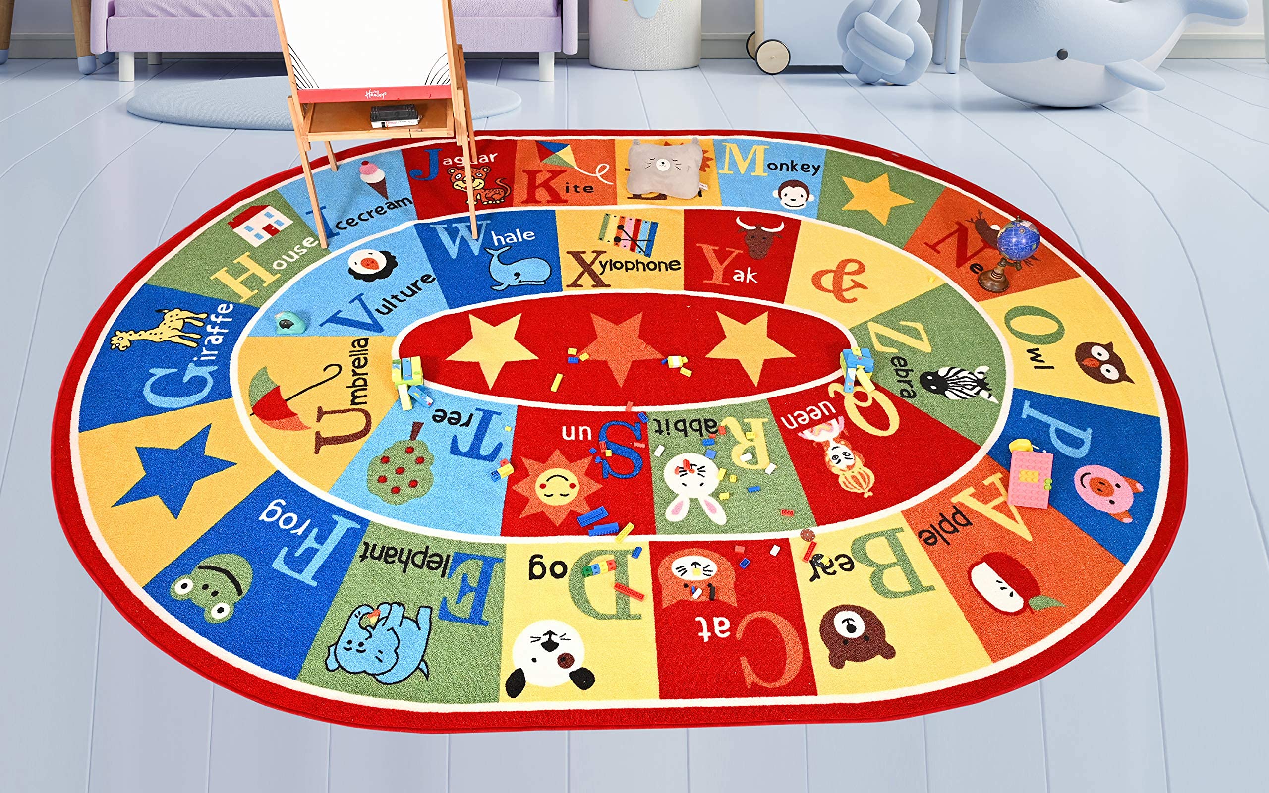 Furnish my Place 745 ABC with Animal ABC Area Rug for Kids, Educational Alphabet, Animals Children Rug, Multicolor (3'3"x5' Oval)