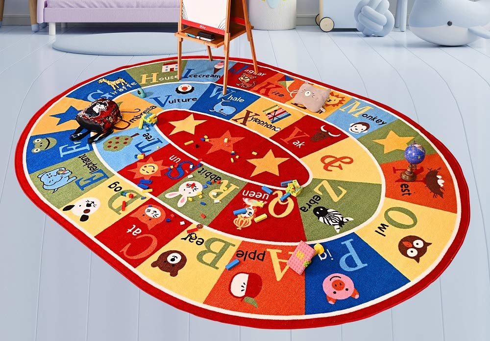 Furnish my Place 745 ABC with Animal ABC Area Rug for Kids, Educational Alphabet, Animals Children Rug, Multicolor (3'3"x5' Oval)