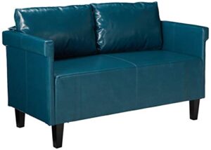 christopher knight home bellerose leather settee, teal dimensions: 26.00”d x 54.75”w x 27.50”h