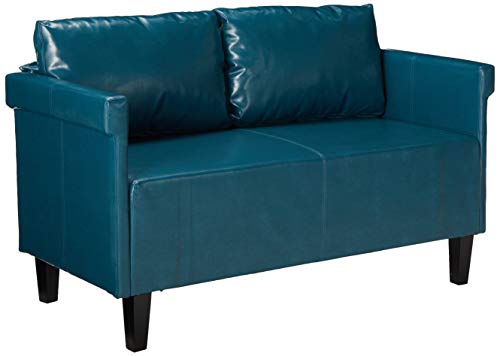 Christopher Knight Home Bellerose Leather Settee, Teal Dimensions: 26.00”D x 54.75”W x 27.50”H