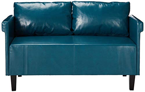 Christopher Knight Home Bellerose Leather Settee, Teal Dimensions: 26.00”D x 54.75”W x 27.50”H