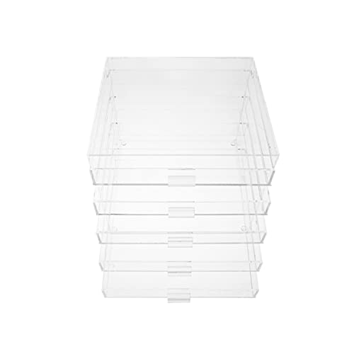 Ikee Design Premium Acrylic 5 Drawer Makeup Organizer Cosmetic Storage Jewelry Display Case for Home Storage and Store Display, 8.5" W x 7.25" D x 7.25" H