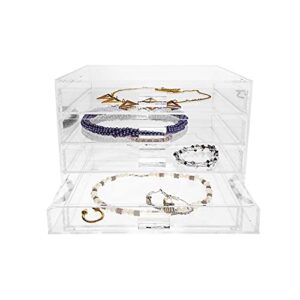 Ikee Design Premium Acrylic 5 Drawer Makeup Organizer Cosmetic Storage Jewelry Display Case for Home Storage and Store Display, 8.5" W x 7.25" D x 7.25" H