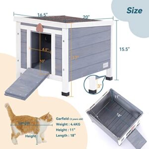 Petsfit Outdoor Cat House, Higher Feet to Against Rain, Snow and Moisture, Cat Houses for Outdoor Cats, Rabbit Hutch with Openable Roof