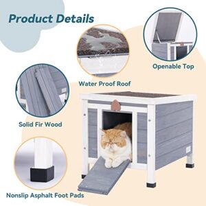 Petsfit Outdoor Cat House, Higher Feet to Against Rain, Snow and Moisture, Cat Houses for Outdoor Cats, Rabbit Hutch with Openable Roof